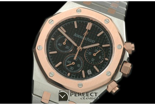 0APROC02007 Royal Oak Chrono RG/SS Black Jap OS20 Quartz