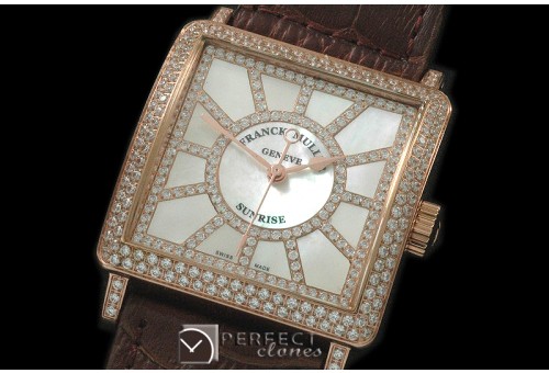 FMSUN-111D Ladies Sunrise RG/LE White Jap Quartz