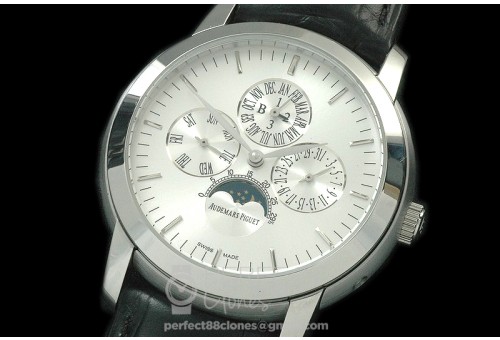 AP26390-101 Royal Oak 26390 Perpetual Calender SS/LE Wht A-2813