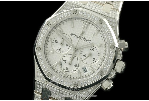 APROL08001 Royal Oak Ladies Chrono SS/Diam/SS White Jap OS20
