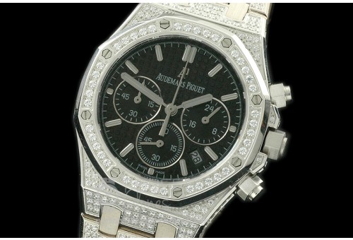 APROL08001 Royal Oak Ladies Chrono SS/Diam/SS Black Jap OS20