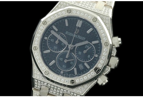 APROL08003 Royal Oak Ladies Chrono SS/Diam/SS Blue Jap OS20