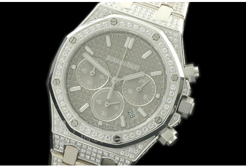 APROL08004 Royal Oak Ladies Chrono SS/Diam/SS Grey Jap OS20