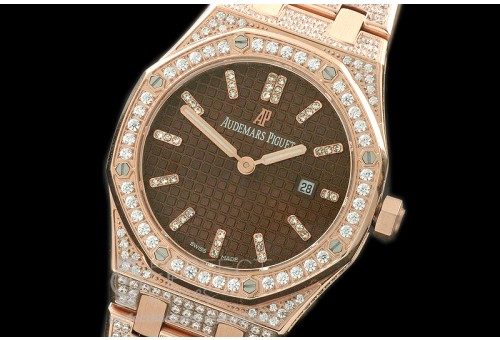 APLD01030D Royal Oak Ladies Diam/RG/RG Brown S-Qtz