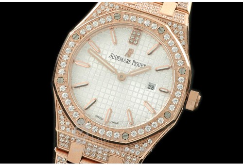 APLD01026D1 Royal Oak Ladies Diam/RG/RG White S-Qtz