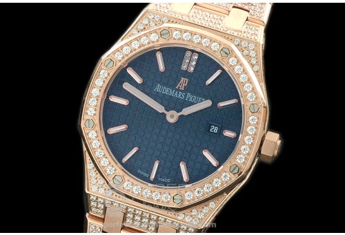 APLD01028D1 Royal Oak Ladies Diam/RG/RG Blue S-Qtz