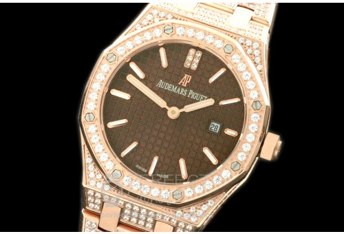 APLD01030D1 Royal Oak Ladies Diam/RG/RG Brown S-Qtz