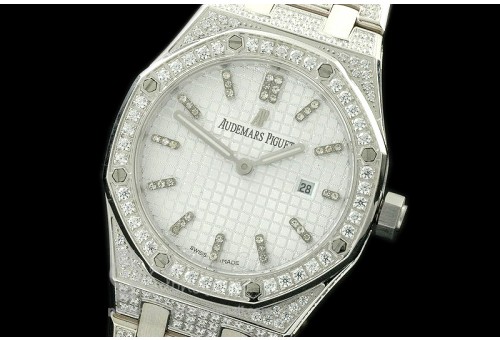 APLD01006D Royal Oak Ladies Diam/SS/SS White S-Qtz