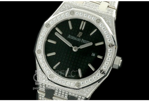 APLD01007 Royal Oak Ladies Diam/SS/SS Black S-Qtz
