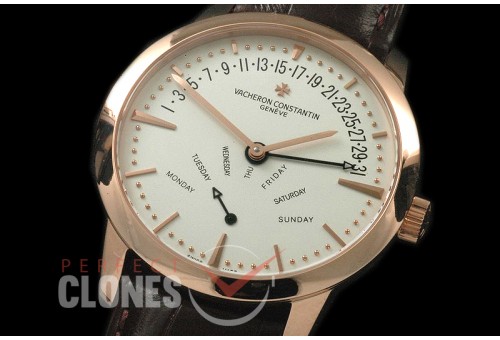 0VCP00087 Patrimony Bi-retrograde DD RG/LE White Stk Modified Se