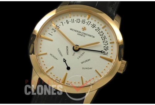 0VCP00084 Patrimony Bi-retrograde DD YG/LE White Stk Modified Se