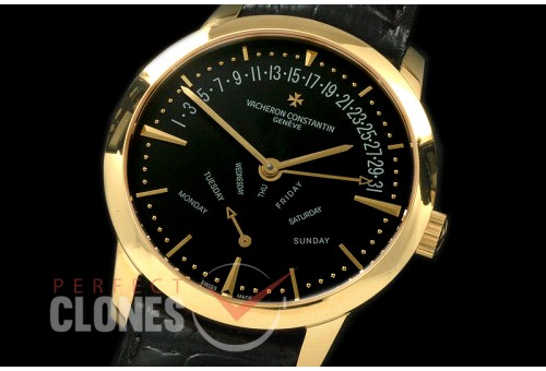 0VCP00085 Patrimony Bi-retrograde DD YG/LE Black Stk Modified Se