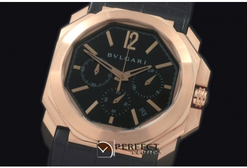 GGBV10017 Bvl/Gerald Genta Chrono RG/LE Black Swiss VK Qtz