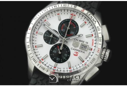 TG-SN-106 Carrera 16 Senna Ed Chrono SS/RU White OS2Qtz