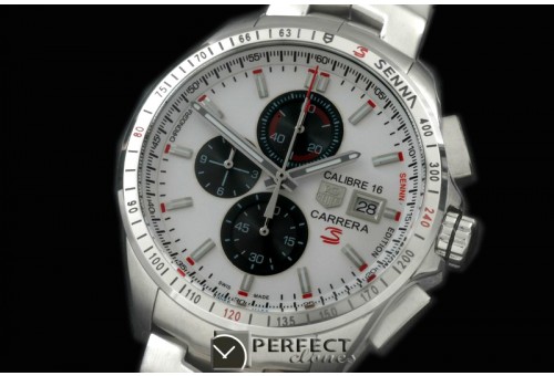 TG-SN-106S Carrera 16 Senna Ed Chrono SS/SS White OS2Qtz