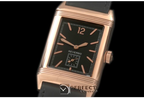 JLR-117 Reverso Classique RG/LE Black Num/Stk Jap Quartz