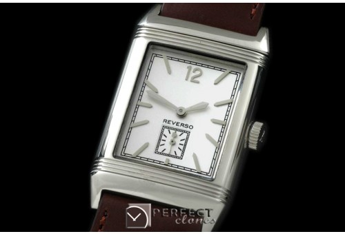 JLR-101 Reverso Classique SS/LE White Num/Stk Jap Quartz