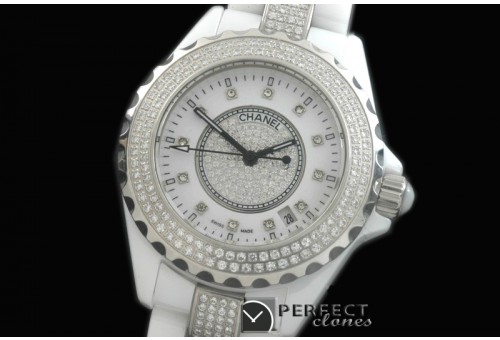 CHA00721 J12 Men Diamonds Cerarmic White Jap Quartz