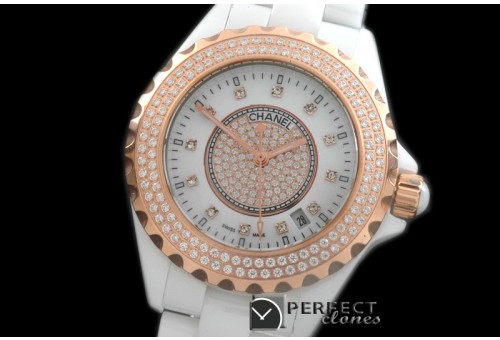 CHA00716 J12 Men Diamonds Cerarmic White Jap Quartz