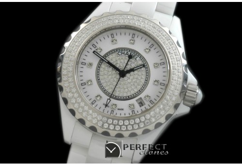 CHA00711 J12 Men Diamonds Cerarmic White Jap Quartz
