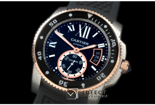 CARCC00187R Calibre de Cartier Diver SS/RG/RU Black 2813