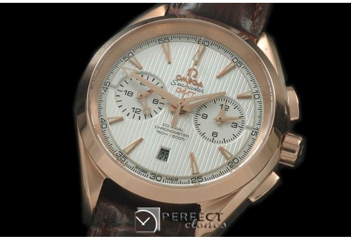 OMATC43-111 Aqua Terra Chronograph RG/LE White A-7750