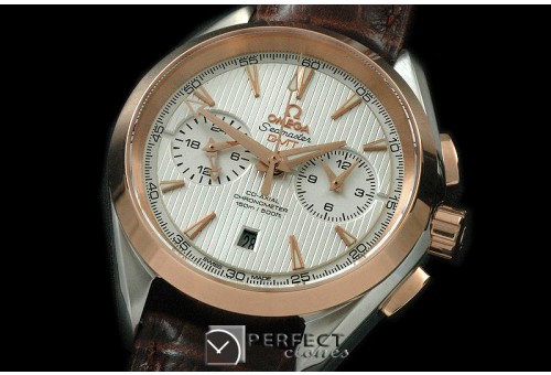 OMATC43-106 Aqua Terra Chronograph SS/RG/LE White A-7750