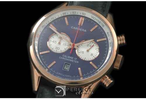 TG16-113 Carrera 16 Chrono RG/LE Blue Jap OS20 Qtz