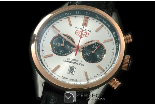 TG16-106 Carrera 16 Chrono SS/RG/LE White Jap OS20 Qtz