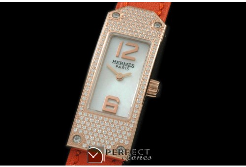HE-KELLY-123 Kelly 2 RG/LE/F-Diam White/Togo Swiss Quartz