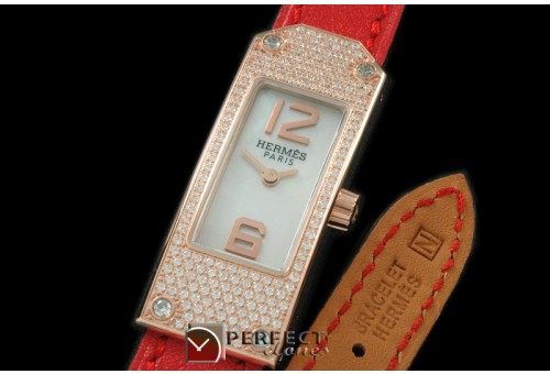 HE-KELLY-163 Kelly 2 Long RG/LE/F-Diam White/Togo Swiss Quartz