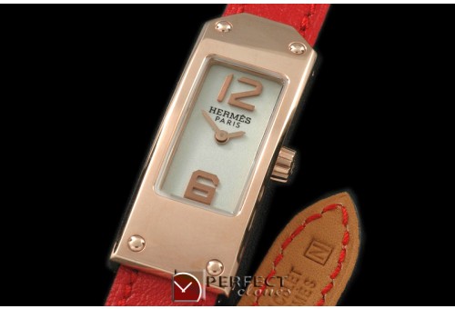 HE-KELLY-161 Kelly 2 Long RG/LE White/Togo Swiss Quartz