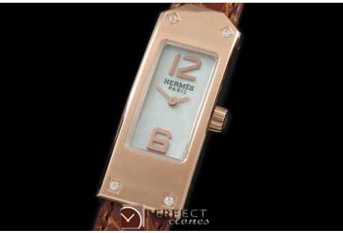 HE-KELLY-132 Kelly 2 RG/LE/Diam White/Croc Swiss Quartz