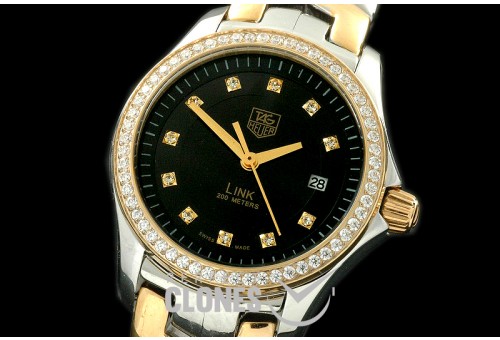 0 0 TGLL00047D Link Sports Ladies SS/YG Black Diamonds S-Qtz
