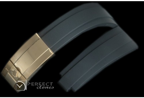 RLRU00102 Black Rubber Strap 20/16 with YG Insignia Clasp