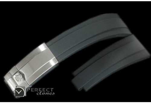 RLRU00101 Black Rubber Strap 20/16 with SS Insignia Clasp