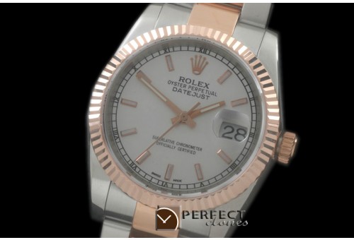 R41DJTR00102 SS/RG Oyster Fluted M-White Sticks Asian Eta 2836-2