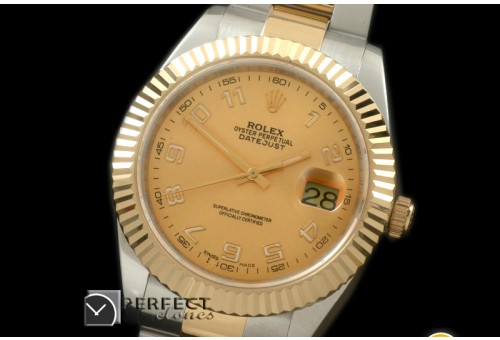 R41DJT00135 SS/YG Oyster Fluted Gold Num Asian Eta 2836-2