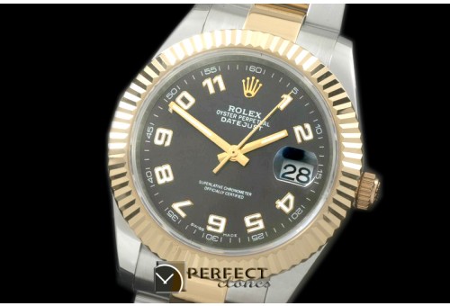 R41DJT00134 SS/YG Oyster Fluted Grey Gold Num Asian Eta 2836-2