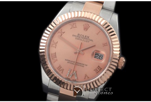 R41DJTR00116 SS/RG Oyster Fluted R-Gold Roman Asian Eta 2836
