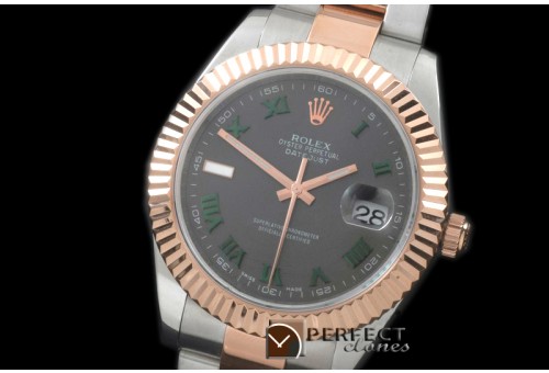 R41DJTR00132 SS/RG Oyster Fluted Grey Roman Asian Eta 2836-2 2