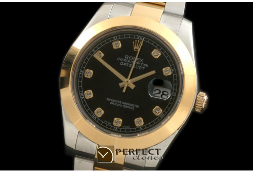 R41DJT09022 SS Oyster/Smooth Black Diam Asian Eta 2836