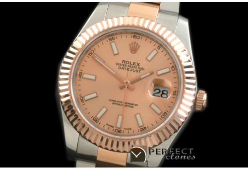 R41DJTR00106 SS/RG Oyster Fluted R-Gold Sticks Asian 2836