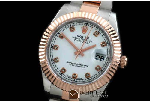 R41DJTR00141 SS/RG Oyster Fluted P-White Diam Asian Eta 2836-2