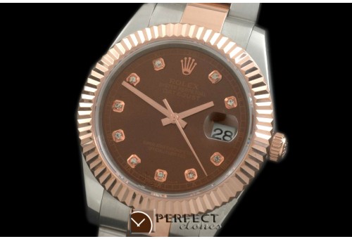 R41DJTR00146 SS/RG Oyster Fluted Brown Diam Asian Eta 2836-2