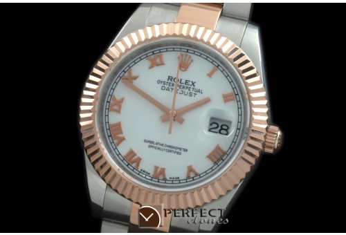 R41DJTR00111 SS/RG Oyster Fluted P-White Roman Asian Eta 2836