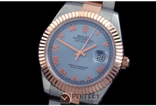 R41DJTR00118 SS/RG Oyster Fluted L-Blue Roman Asian Eta 2836
