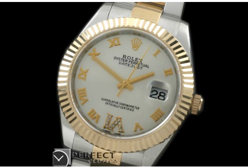 R41DJT00141 SS/YG Oyster Fluted White Roman Asian Eta 2836-2 2