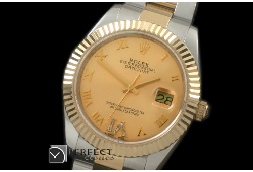 R41DJT00145 SS/YG Oyster Fluted Gold Roman Asian Eta 2836-2 2