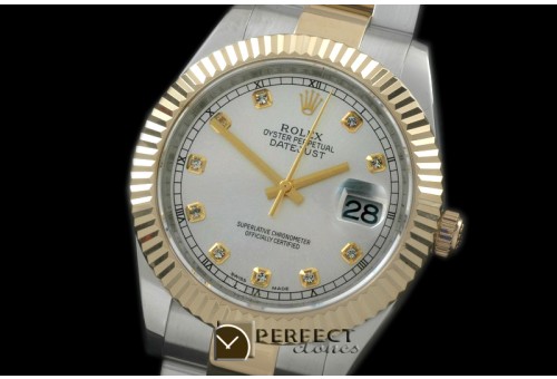 R41DJT00121M SS/YG Oyster Fluted White Diam Asian 2836